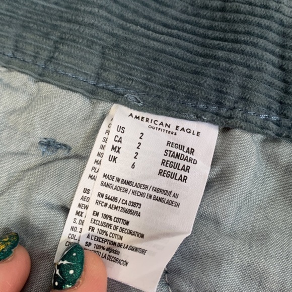 American Eagle Blue Corduroy High Rise A-Line Mini Skirt - Picture 9 of 9